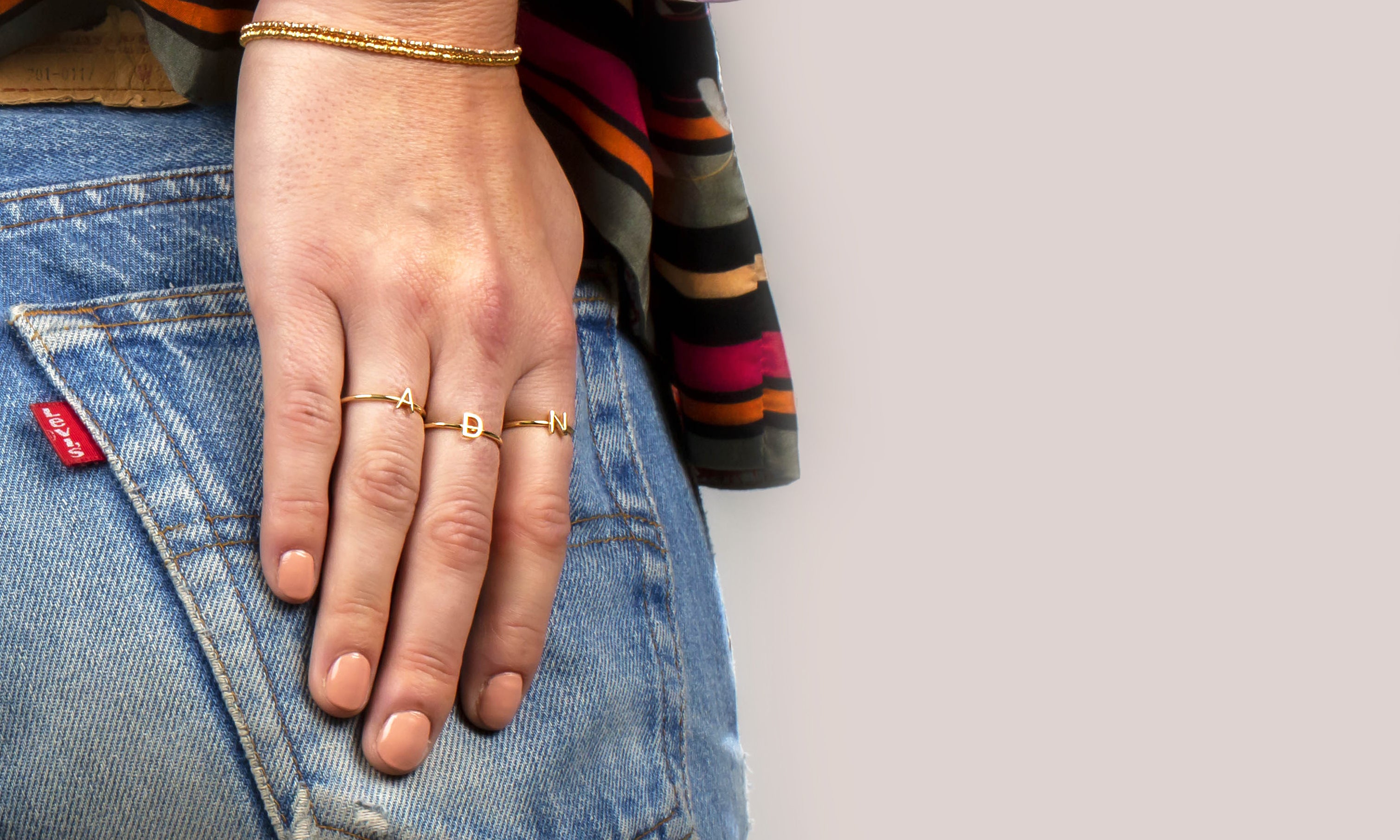 Letter + Charm Rings