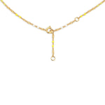 The back of a Confetti Necklace - Yellow on a white background. 