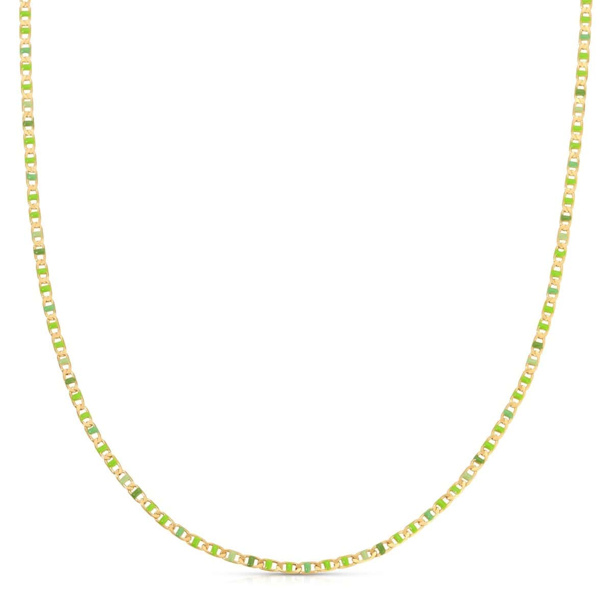 A Confetti Necklace - Green on a white background. 