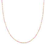 A Confetti Necklace - Pink on a white background. 