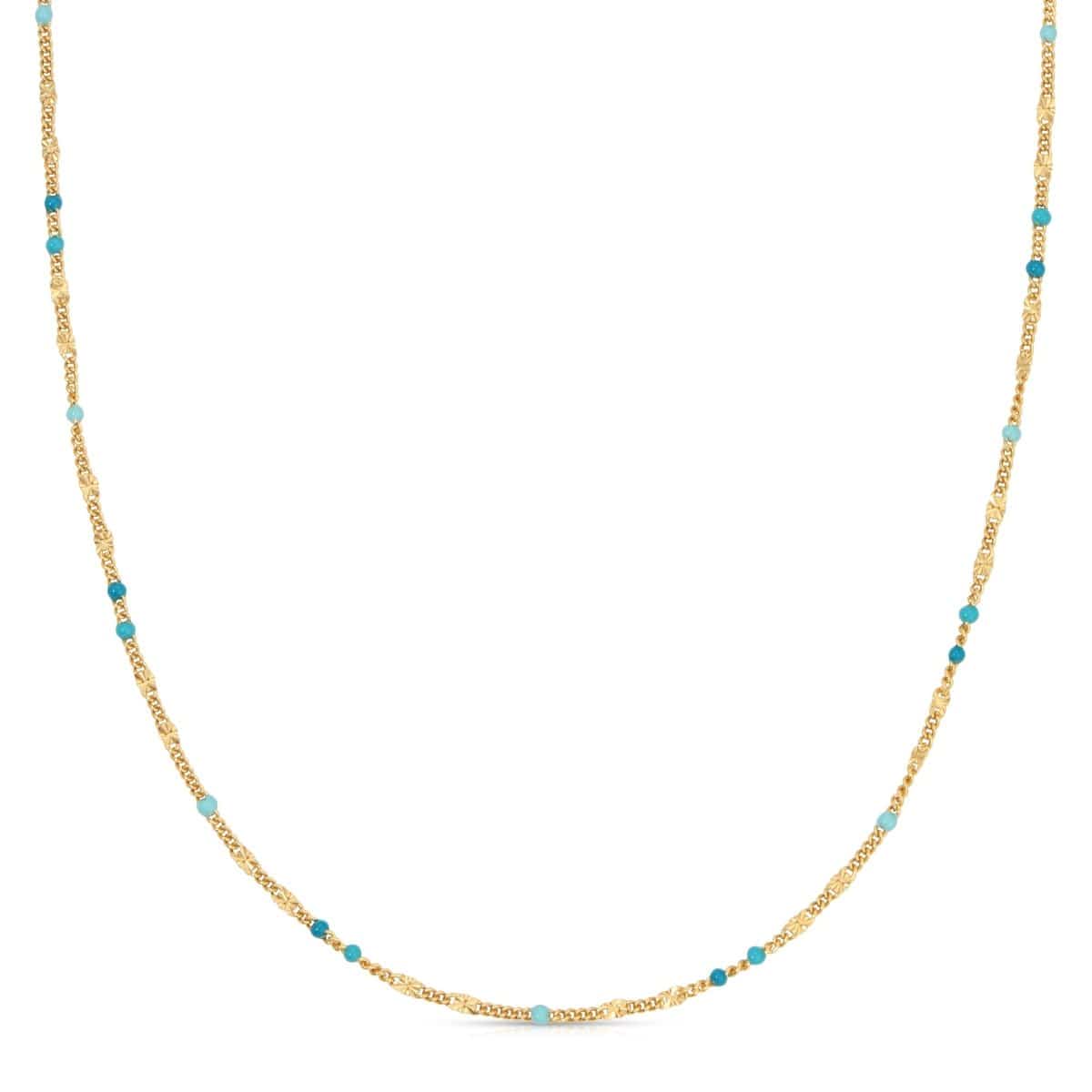A Confetti Necklace - Blue on a white background. 