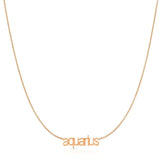 Petite Zodiac Necklace ‘aquarius’ in rose gold on a white background.