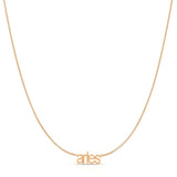 Petite Zodiac Necklace ‘aries’ in rose gold on a white background.