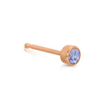 A Birthstone Stud - Tanzanite (December) in rose gold on a white background.