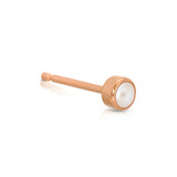 A Birthstone Stud - Pearl (June) in rose gold on a white background.