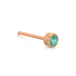 A Birthstone Stud - Emerald (May) in rose gold on a white background.