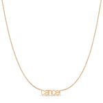 Petite Zodiac Necklace ‘cancer’ in rose gold on a white background.