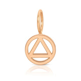  A rose gold Recovery Charm Pendant on a white background. 