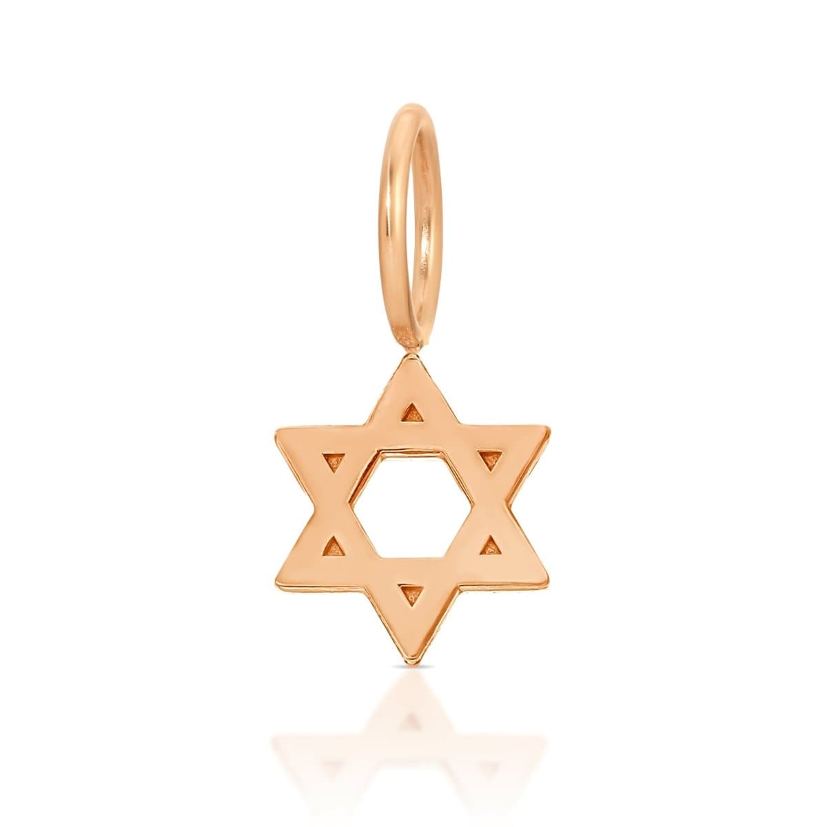 A rose gold Star of David Charm Pendant on a white background. 