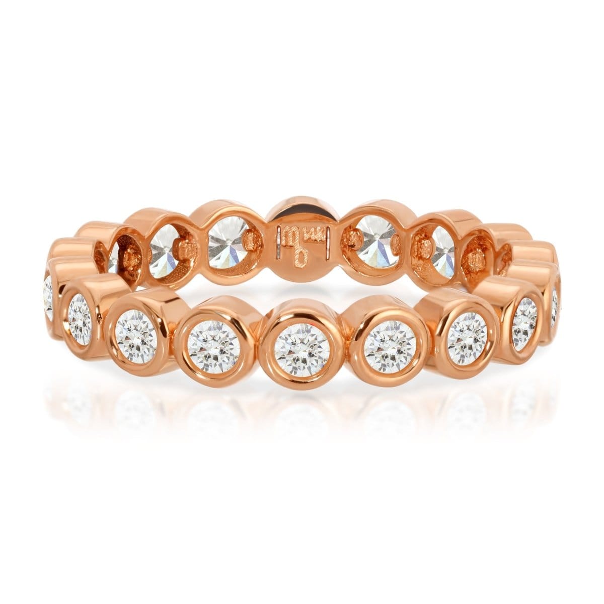 The Evermore Ring in rose gold on a white background.
