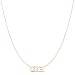 A GIGI Necklace in rose gold on a cable chain on a white background.