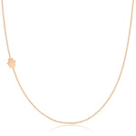 A rose gold 14k Gold Asymmetrical Charm Necklace - Hamsa with a bead chain on a white background. 