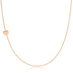 A rose gold 14k Gold Asymmetrical Charm Necklace - Heart with a cable chain on a white background. 
