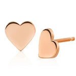 A pair of Heartfelt Studs in rose gold on a white background. 