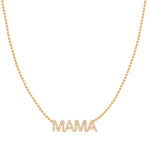 A Pavé MAMA Necklace in rose gold on a bead chain on a white background. 