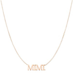 A MIMI Necklace in rose gold on a cable chain on a white background.