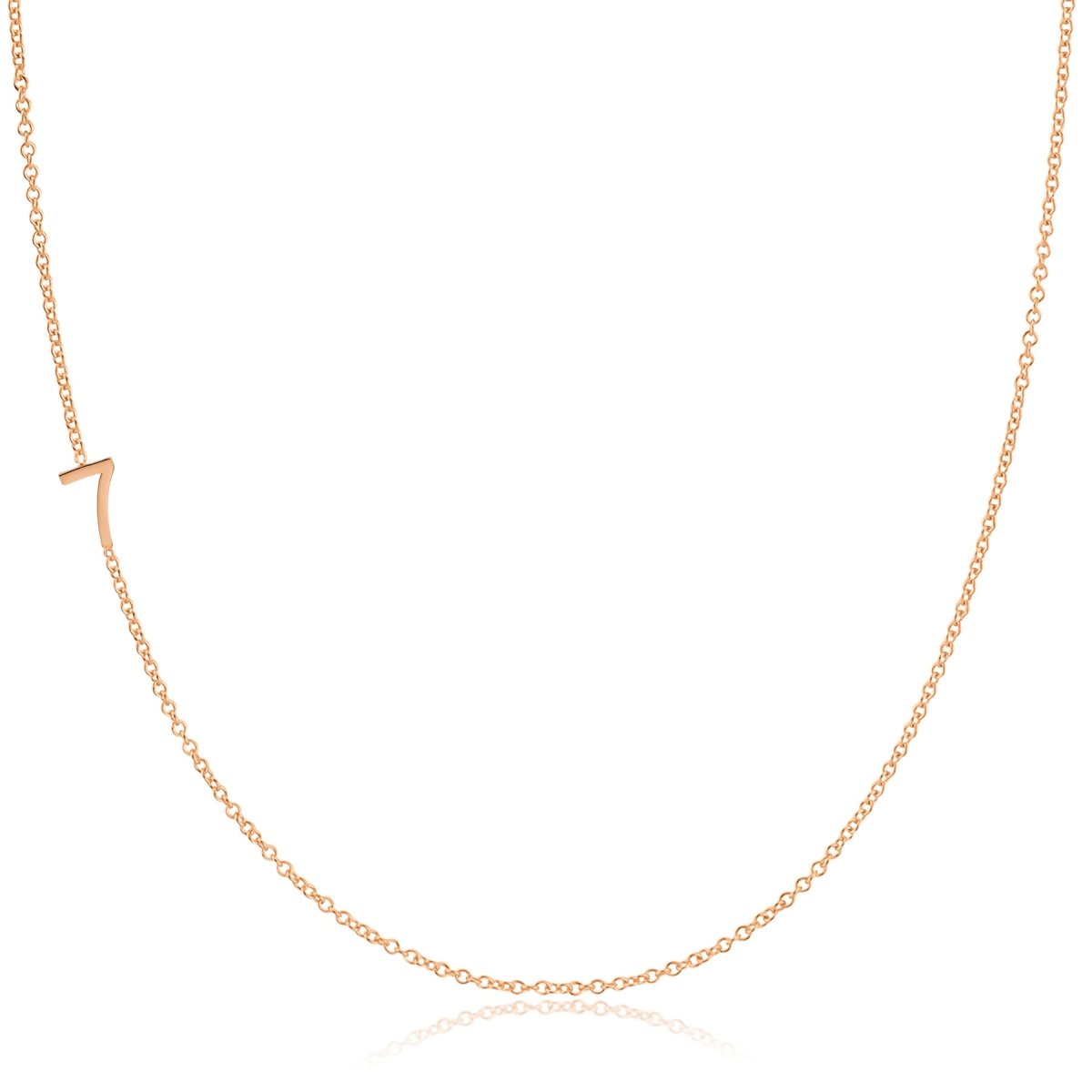 A white gold 14k Gold Asymmetrical Number Necklace - 7 on a white background. 