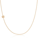 A rose gold 14k Gold Asymmetrical Charm Necklace - Pavé Star of David with a bead chain on a white background. 