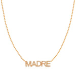 A Pavé 'Madre' Necklace in rose gold on a bead chain on a white background. 