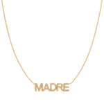 A Pavé 'Madre' Necklace in rose gold on a cable chain on a white background.
