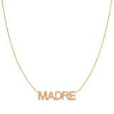 A Pavé 'Madre' Necklace in rose gold on a cable chain on a white background.