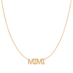 A Pavé MIMI Necklace in rose gold on a cable chain on a white background. 