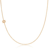 A rose gold 14k Gold Asymmetrical Charm Necklace - Pavé Star of David with a cable chain on a white background. 
