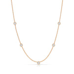 Quintet Diamond Layering Necklace in rose gold on a white background. 