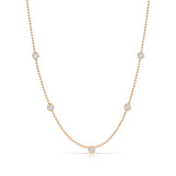 Quintet Diamond Layering Necklace in rose gold on a white background. 