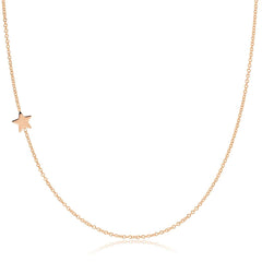 A rose gold 14k Gold Asymmetrical Charm Necklace - Star with a cable chain on a white background. 