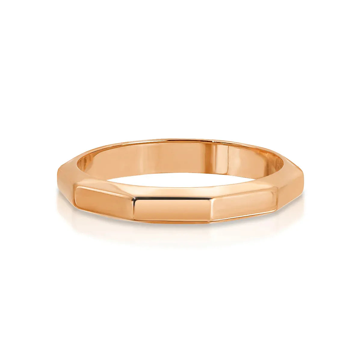 A Tenfold Ring in rose gold on a white background. 