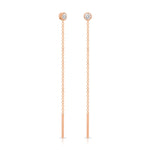 Threader Earrings Diamond in rose gold on a white background. 