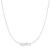 Petite Zodiac Necklace ‘aquarius’ in white gold on a white background.