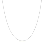 A Classic Bead Chain in white gold on a white background. 