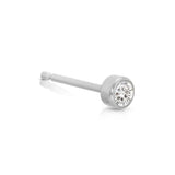 A Birthstone Stud - Diamond (April) in white gold on a white background.