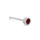 A Birthstone Stud - Garnet (January) in white gold on a white background.