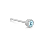 A Birthstone Stud - Aquamarine (March) in white gold on a white background.
