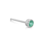 A Birthstone Stud - Emerald (May) in white gold on a white background.