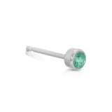 A Birthstone Stud - Emerald (May) in white gold on a white background.