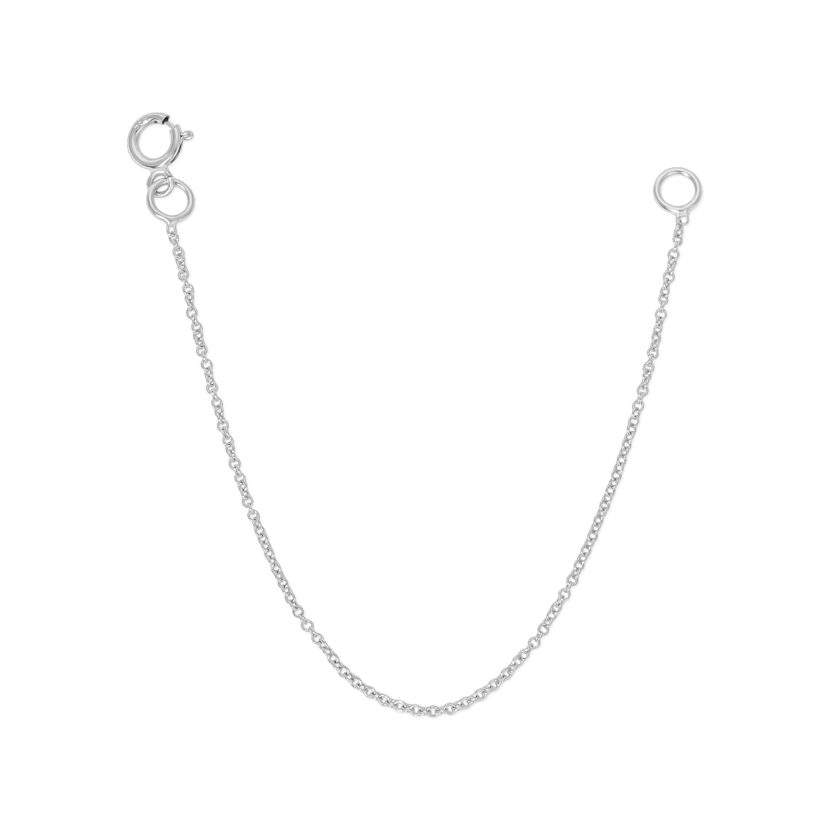 A white gold Chain Extender on a white background. 