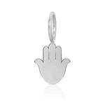A white gold Hamsa Charm Pendant on a white background. 