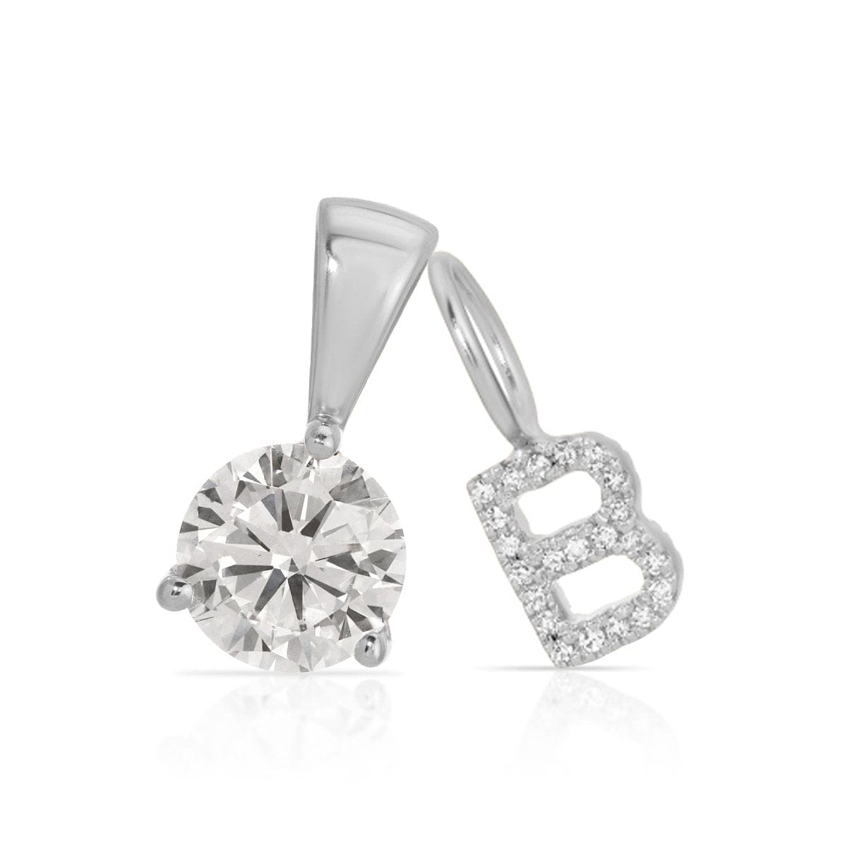 A Diamond Letter Jumble in white gold on a white background. 