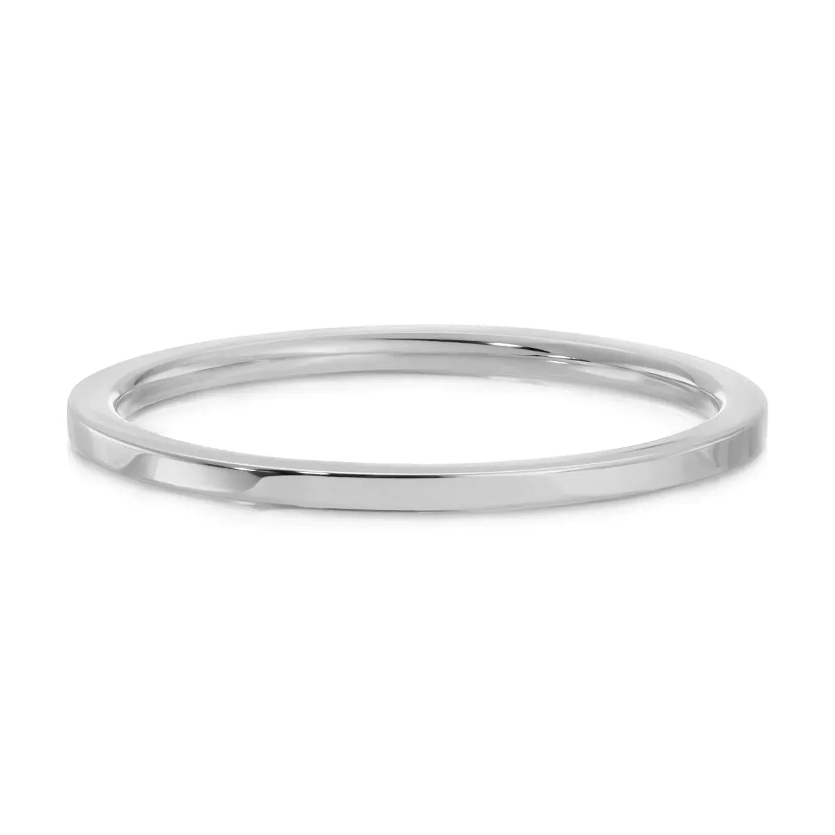 A Flat Ring in white gold on a white background. 