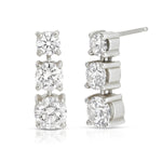 A pair of Triple Sec Diamond Earrings in white gold on a white background. 