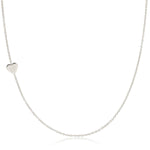 A white gold 14k Gold Asymmetrical Charm Necklace - Heart with a cable chain on a white background. 