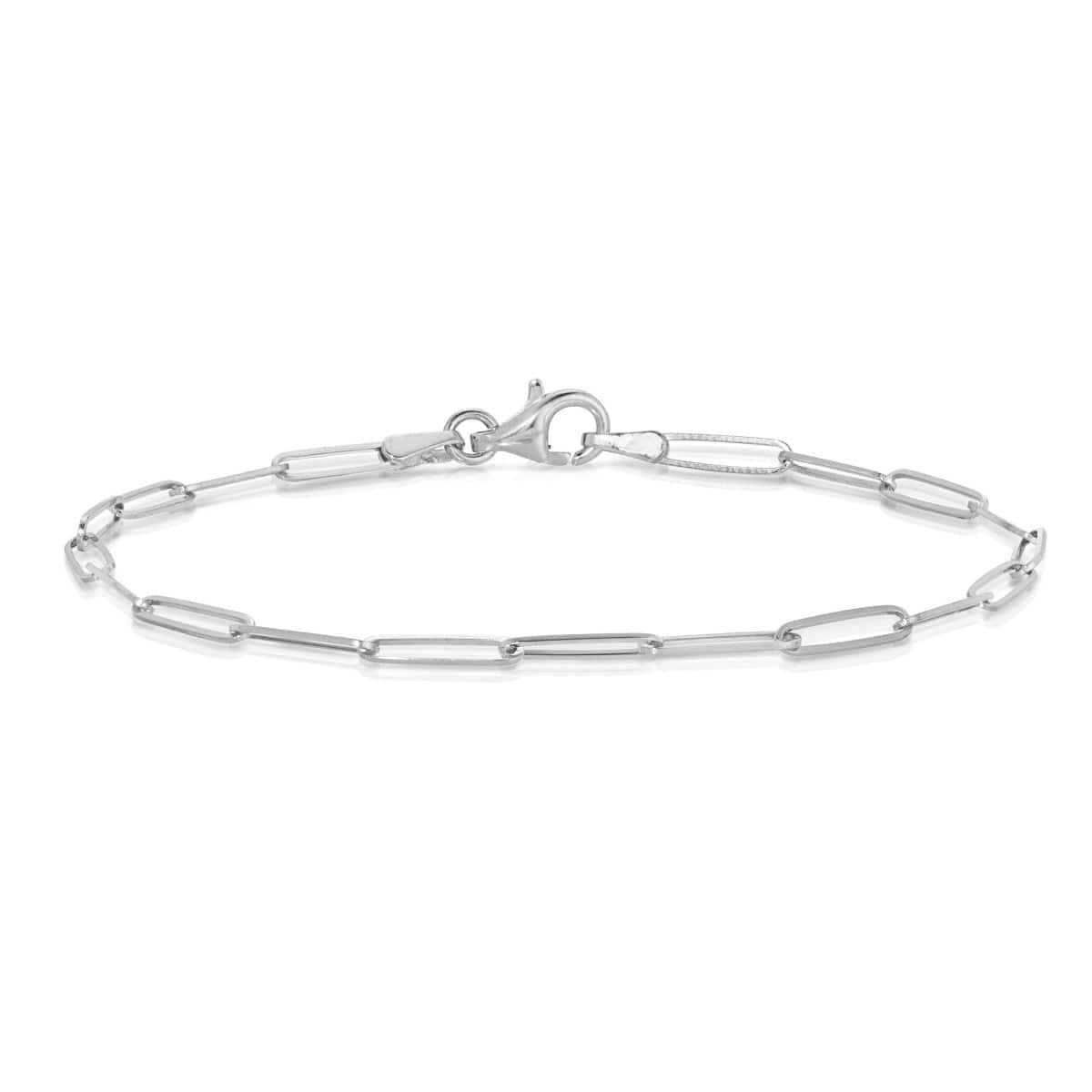 An Element Long Link Bracelet in white gold on a white background.