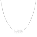 A NANA Necklace in white gold on a bead chain on a white background.