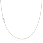 A white gold 14k Gold Asymmetrical Number Necklace - 5 on a white background. 