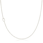 A 14k Gold Asymmetrical Number Necklace - 0 in white gold on a white background. 