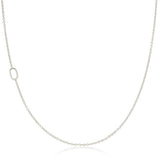 A 14k Gold Asymmetrical Number Necklace - 0 in white gold on a white background. 
